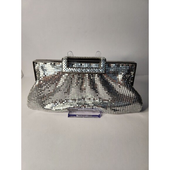 Kate Landry Handbags - Kate Landry Silver Metal Mesh Evening Clutch Bag Crossbody Chain Wedding Formal